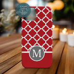 Red och Grått Geometric Mönster Monogram<br><div class="desc">En djärv och färglös utformning med monogram och grafiskt mönster. Lägg till din ursprungliga version eller namn.</div>