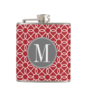 Red och Grått Geometric Mönster Monogram Fickplunta