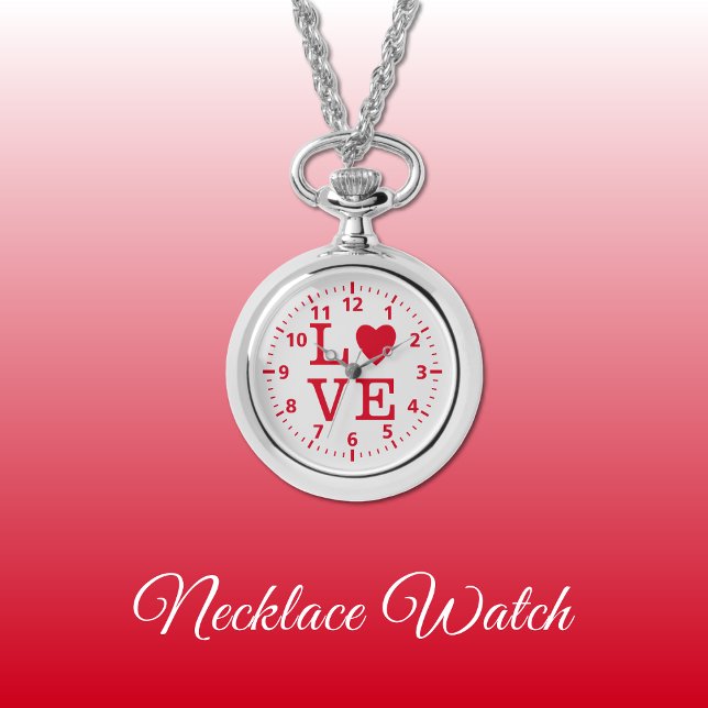 Red och grått Kärlek Necklace Watch Armbandsur (Skapare uppladdad)