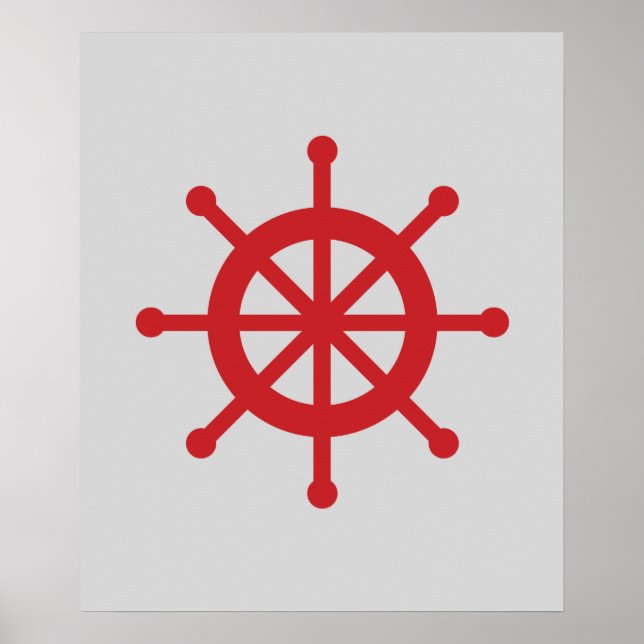 Red och Grått Nautical Frakt Wheel Poster (Framsidan)