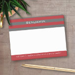 Red och Grått Rugby Rand med eget namn Post-it Block<br><div class="desc">En manlig mönster för killarna i din familj. En djärv och modern design med ett område för anpassad text. Om du behöver justera teckningen eller ändra teckensnittet kan du klicka på anpassningsområdet. Då kommer du till designen i verktyg där du kan göra många ändringar.</div>