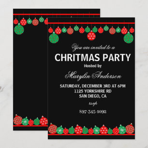 RED OCH GRÖNT CHRISTMAS PARTY ANPASSNINGSBAR INBJUDNINGAR