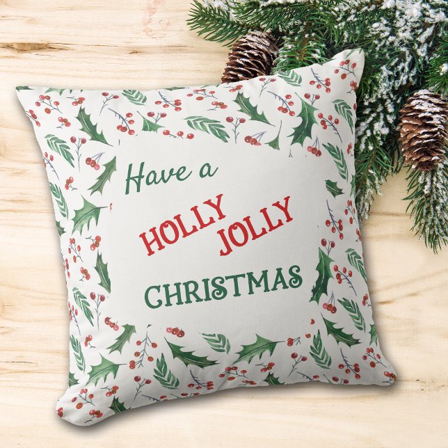 Red och Grönt Holly Jolly Mönster Kudde (Skapare uppladdad)
