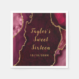 Red och Guld Agate Marble Sweet sixteen Pappersservett