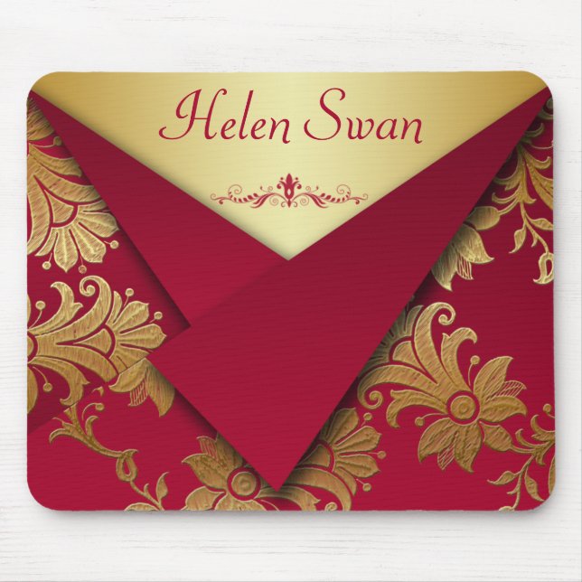Red och Guld Baroque Mousepad Musmatta (Framsidan)