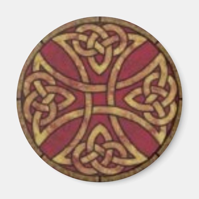 Red och Guld Celtic Knot Magnet (Framsidan)