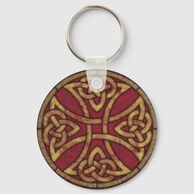 Red och Guld Celtic Knot Nyckelring (Framsida)
