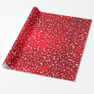 Red och Guld Confetti jul Mönster Presentpapper