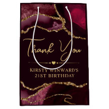 Red och Guld Faux Glitter Agate Birthday