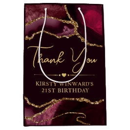 Red och Guld Faux Glitter Agate Birthday