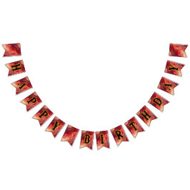 Red och Guld Flaming Grattis på födelsedagen Vimplar