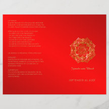 Red och Guld Flower Indian Bröllopsprogram