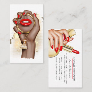 Red och Guld Glam Chic Makeup Artist Affärskort Visitkort