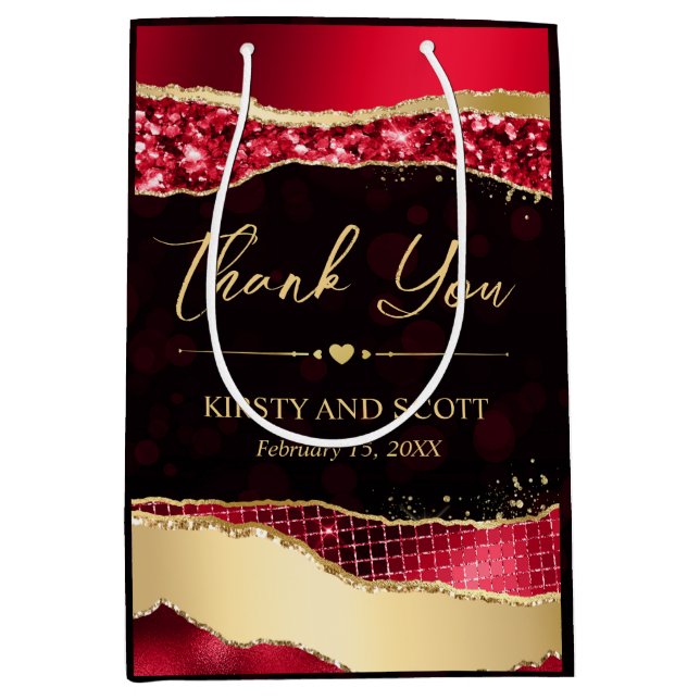 Red och Guld Glam Tårar Bokeh Bröllop (Framsidan)