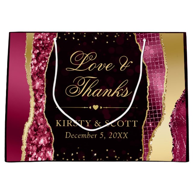 Red och Guld Glam Tårar Bokeh Bröllop (Framsidan)