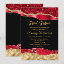 Red och Guld Glam Tårar Sweet sixteen