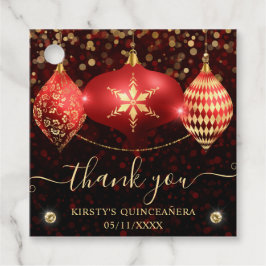 Red och Guld jul Baubles Quinceanera Gåvor Etiketter