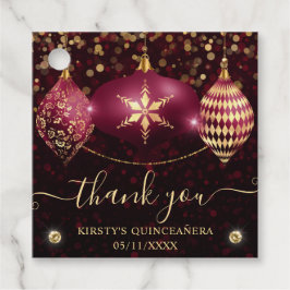 Red och Guld jul Baubles Quinceanera Gåvor Etiketter