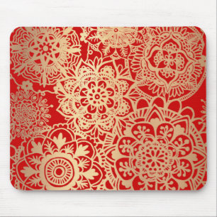 Red och Guld Mandala Mönster Musmatta