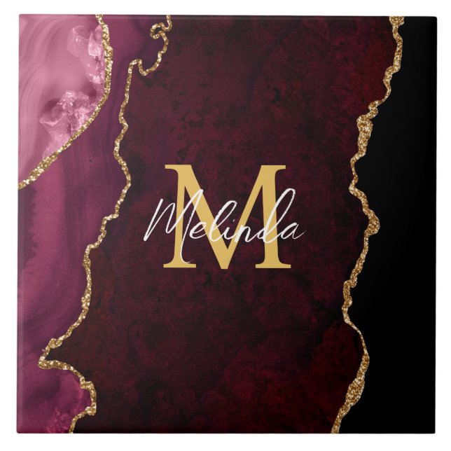 Red och Guld Marble Agate Kakelplatta (Framsidan)