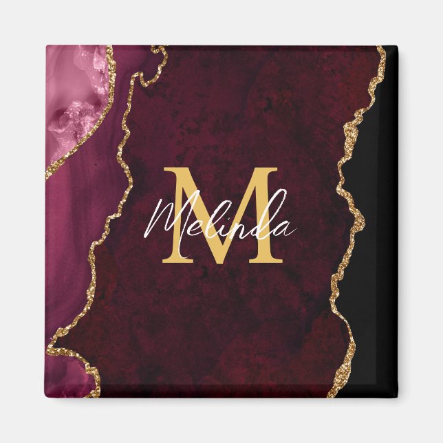 Red och Guld Marble Agate Magnet (Framsidan)