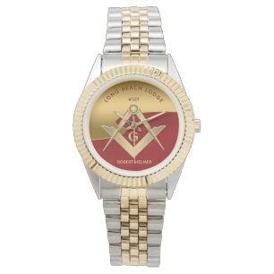 Red och Guld Masonic Monogrammed Watch Armbandsur