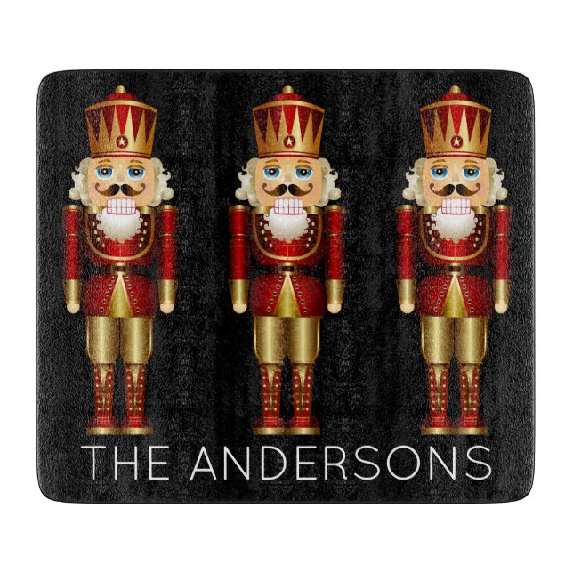 Red och Guld Nutcrackers på Black Personalize Cutt (Framsidan)