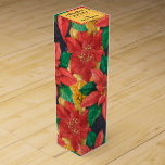 Red och Guld Poinsettias jul Presentask För Vinflaska<br><div class="desc">Röda och guld poinsettias och löv omger dessa PRESENTASK FÖR VINFLASKA - perfekt att omkullkasta ditt party favors,  företagsgåvor,  företagsgåvor med mera. MATCHING vävnadspapper och mer skapat för dig i vår butik.</div>