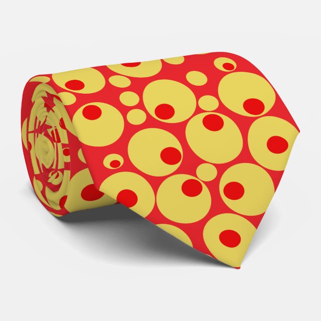 Red och Guld Polka dots Tie Slips (Rullad)