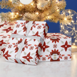 Red och Guld Scandinavian Kaleidoscope Mönster Presentpapper