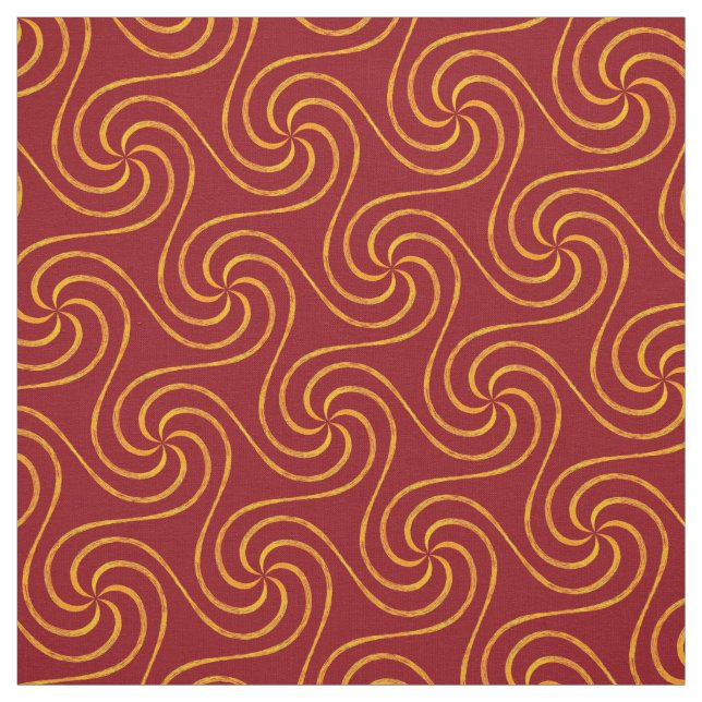 Red och Guld Spiral, Eleganten Mönster Tyg (Provkarta)