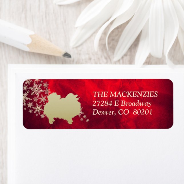 Red och Guld Winter Pommern Returadress Returadress Etikett (Insitu)