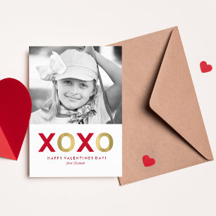 Red och Guld XOXO Kids Classroom Photo Valentiness Anteckningskort