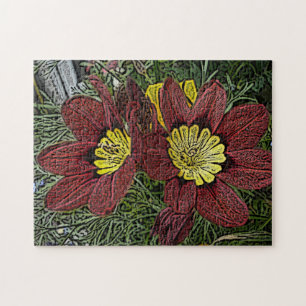 Red och gult Blommor sommartid lökar blommigt Pussel