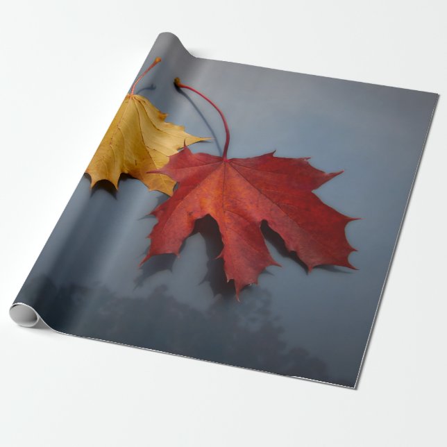 RED OCH GULT MAPLE LÖV PRESENTPAPPER (Utrullad)