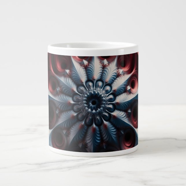 Red och Silver Juliabrot Fractal Jumbo Mugg (Framsidan)