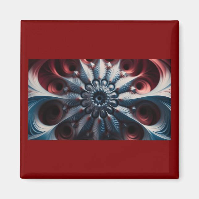 Red och Silver Juliabrot Fractal Magnet (Framsidan)
