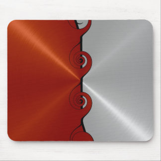 Red och Silver Stainless Steel Metall Swirl Musmatta