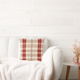 Red och Tan Beige Play Mönster Tartan Kudde