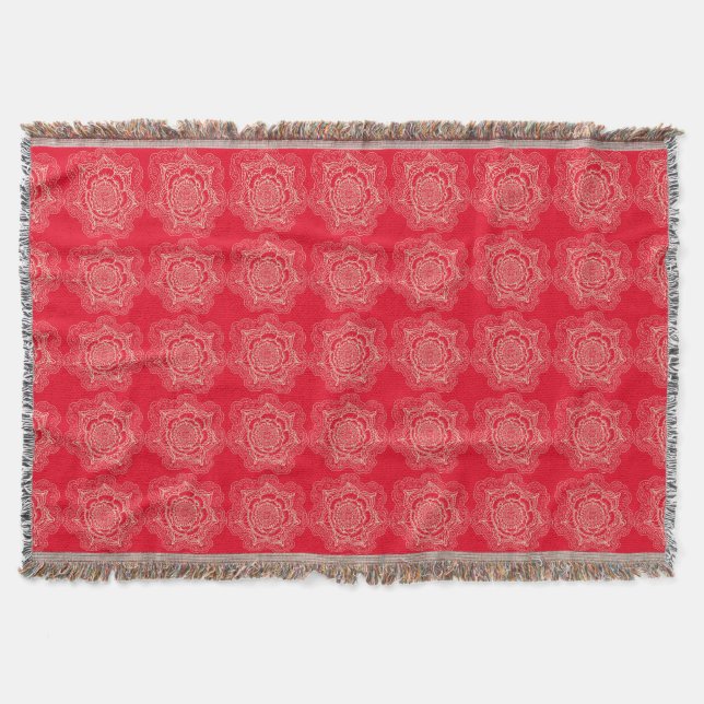 Red och Tan Mandala Mönster Blanket Filt (Framsidan)