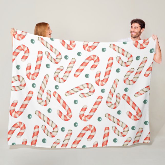 RED- OCH WHITE CHRISTMAS-POLKAGRISAR FLEECEFILT (På plats)