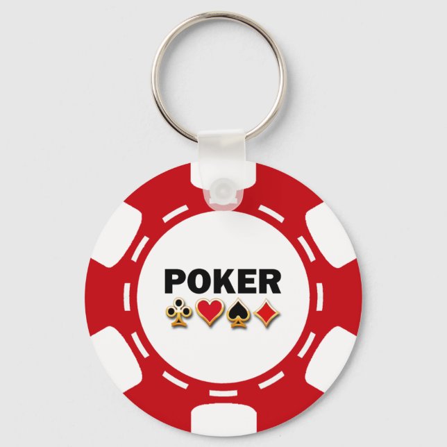 RED OCH WHITE POKER CHIP NYCKELRING (Framsida)