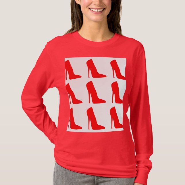 RED OCH WHITE SHOE SHIRT T SHIRT (Framsida)