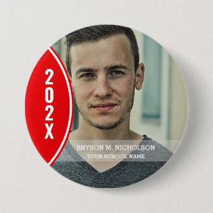 RED och White Studenten Photo Button Knapp