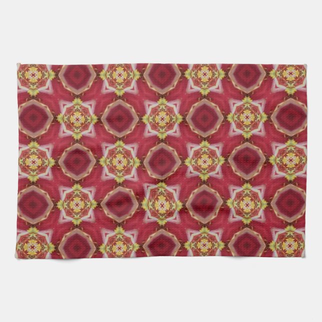 Red Octagons and Squares Mönster Kökshandduk (Horisontell)