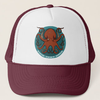 Red Octopus Add Your Name Sea Monster Cartoon Keps