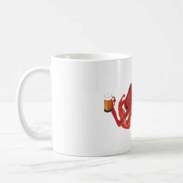 Red octopus Beer Älskare Kaffemugg (Vänster)