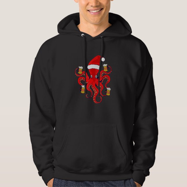 Red Octopus Beer Mugg jul - stumma Octopus me Hoodie (Framsida)