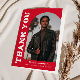 Red Offset Arch 4 Photo Studenten Tack Kort