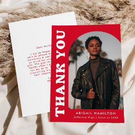 Red Offset Arch Photo Studenten Tack Kort